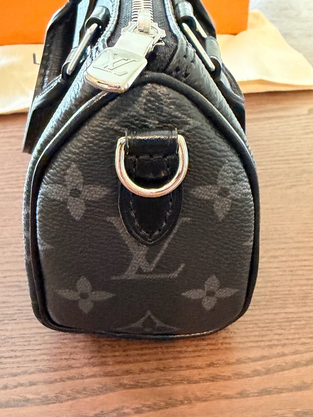Louis Vuitton Monogram Eclipse Mini Speedy in Black and Charcoal - Picture 7 of 13